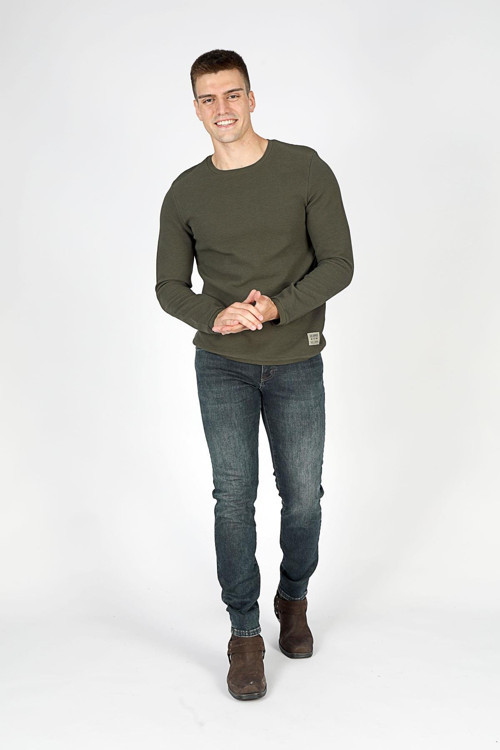 Ben Erkek %100 Pamuk O Yaka Sweatshirt Haki