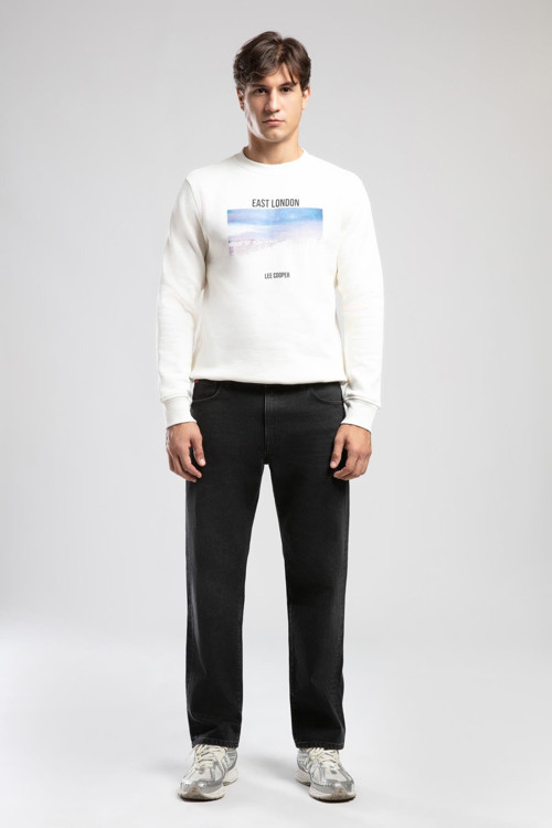 Dennis Erkek O Yaka Sweatshirt Ekru