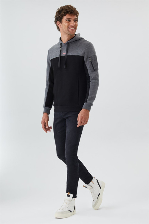 Jaden Erkek Kapüşonlu Sweatshırt Siyah