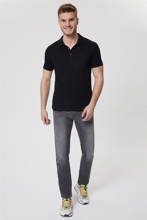 Tylen Erkek %100 Pamuk Polo Yaka T-Shirt Siyah