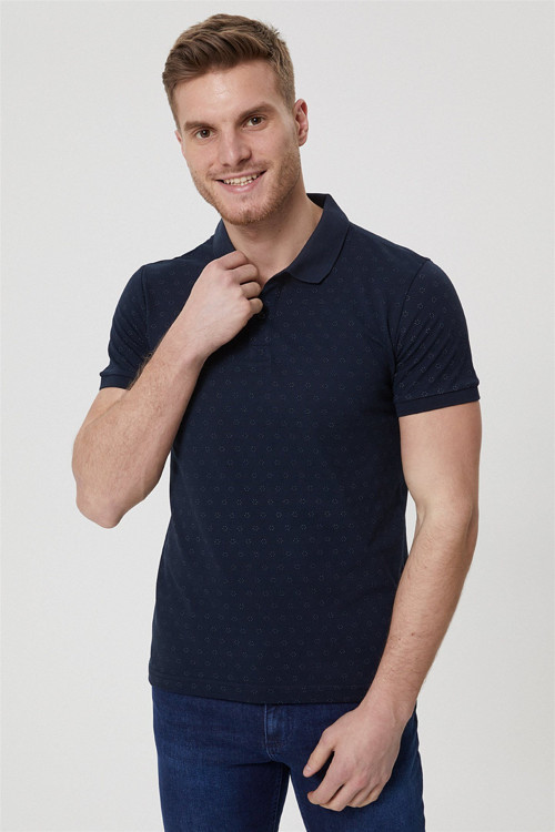Mixed Erkek %100 Pamuk Polo Yaka T-Shirt Lacivert