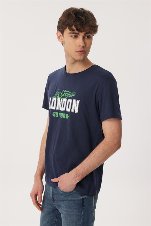 Collage Erkek %100 Pamuk O Yaka T-Shirt Lacivert