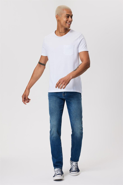 Twingo Erkek %100 Pamuk O Yaka Pike T-Shirt Beyaz