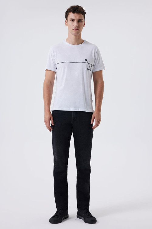 Earl Erkek %100 Pamuk O Yaka T-Shirt Beyaz