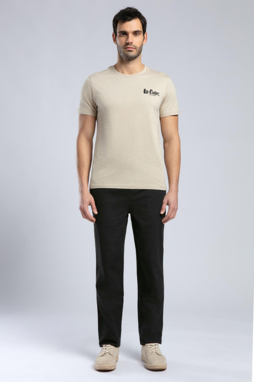 Rinaldo Erkek %100 Pamuk O Yaka T-Shirt Bej