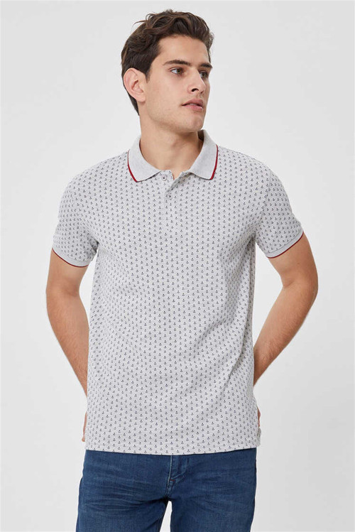 Andy Erkek Polo Yaka T-Shirt Gri Melanj