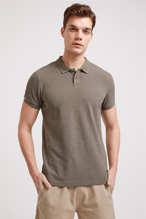 Miless Erkek Polo Yaka T-Shirt Haki