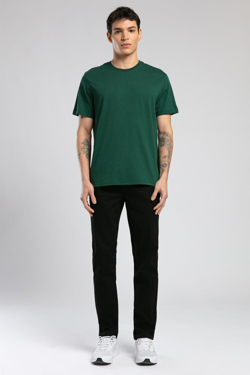Baselo Erkek %100 Pamuk O Yaka T-Shirt Zümrüt