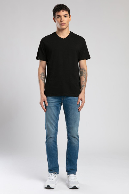 Jonat Erkek %100 Pamuk V Yaka T-Shirt Siyah