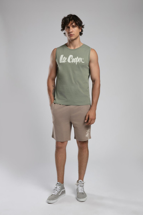 Summer Erkek %100 Pamuk O Yaka Atlet Haki