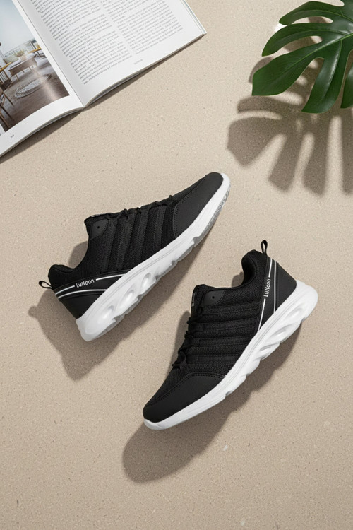 Elit ASPRT4138 Erkek Klasik Sneaker Siyah - Beyaz