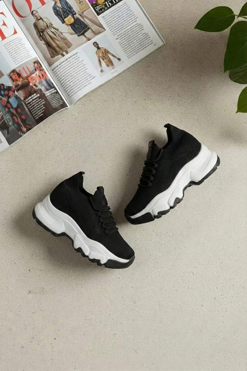 Elit YSFLT343 Kadın Klasik Sneaker Siyah - Beyaz