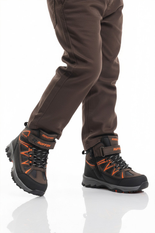 Kahve Turuncu Polarlı Kaymaz Çocuk Outdoor Bot 2301 F