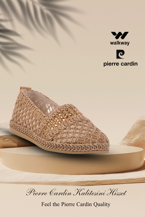 Pierre Cardin Pc-54570 Z Vizon Hasır Örgü Taşlı Kadın Babet