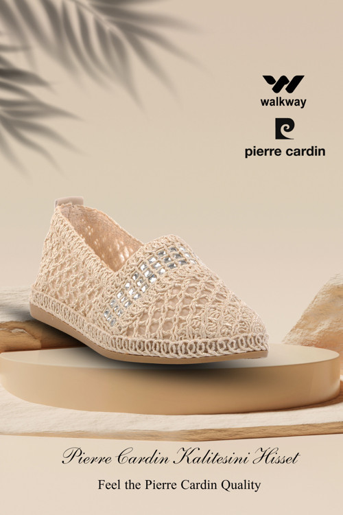 Pierre Cardin Pc-54570 Z Krem Hasır Örgü Kadın Babet