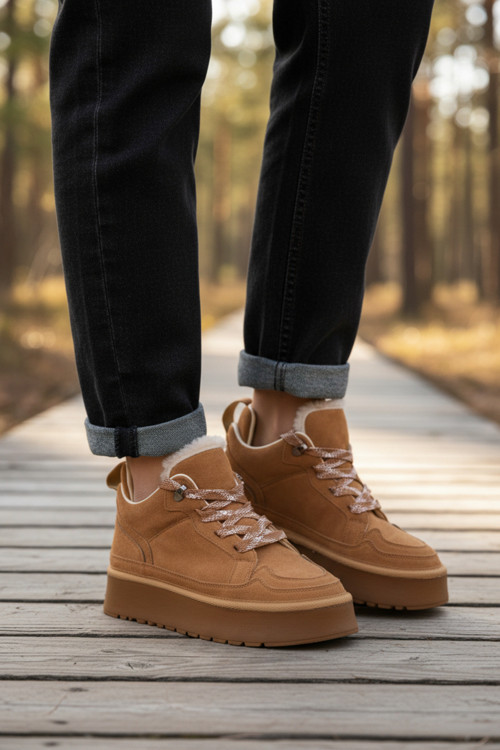 Walkway Walyway 2613 Polarlı Kaymaz Bağcıklı Taba Kadın Bot
