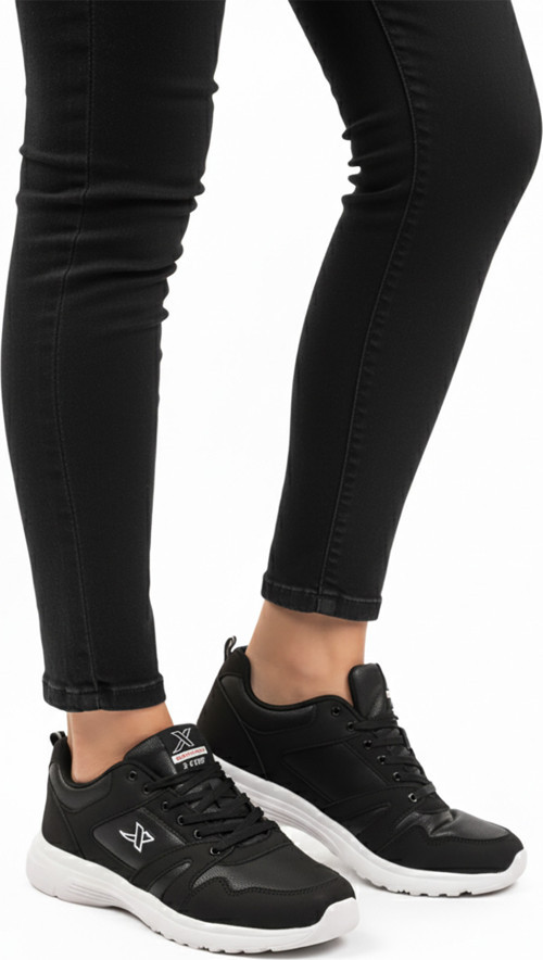 Siyah Beyaz Hafif Esnek Unisex Spor Ayakkabı Xstep 020-Cilt G