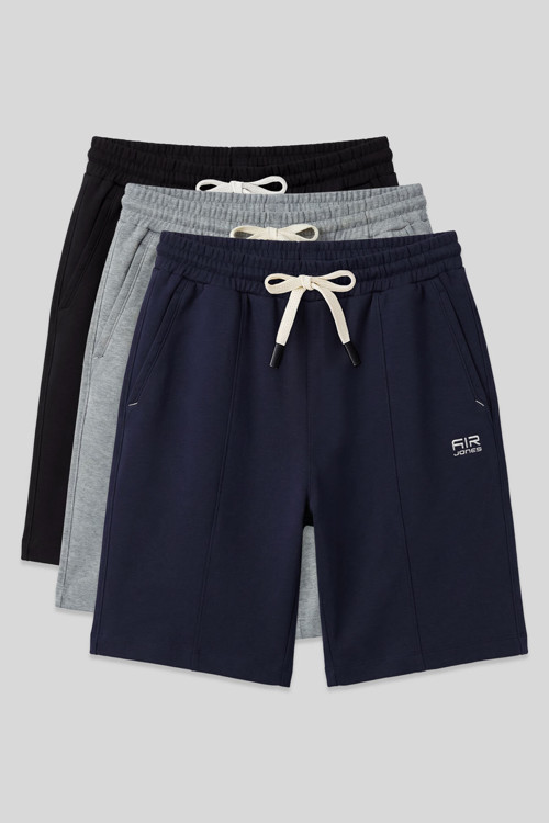 Standart Fit Basic 3lü Paket Lacivert-Siyah-Gri Melanj Erkek Şort - 81277