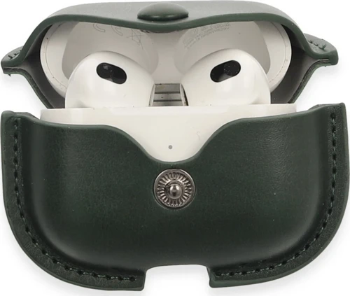 Airpods 3 (3.Nesil) Çanta Deri Kılıf - Haki Yeşil