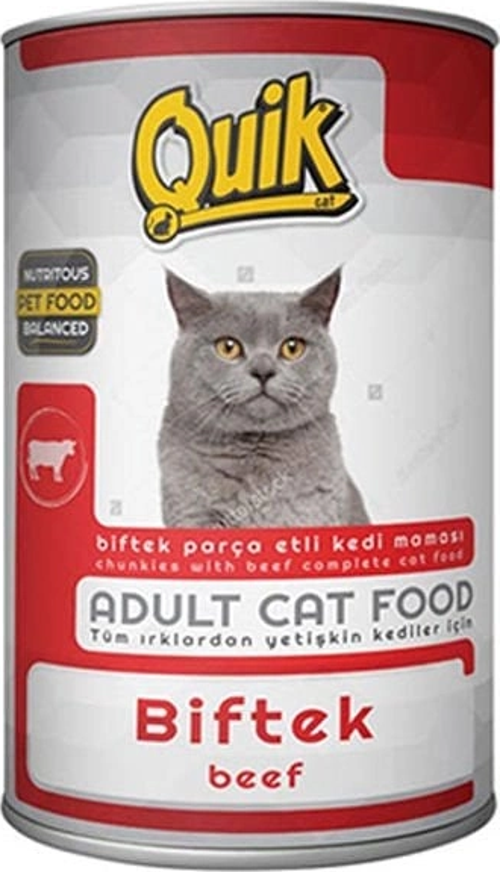 Quik Biftekli Yetişkin Konserve Kedi Maması 1 Adet 415 Gr