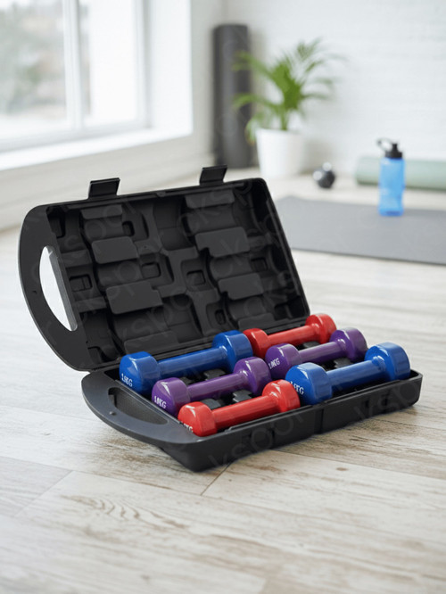 10 KG Renkli ve Çantalı Vinil Dambıl Seti – Demir Dolgulu, Vinly Kaplamalı Konforlu Fitness Ağırlık