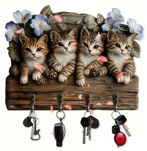 2D Dekoratif Ahşap Anahtar Askılığı Modern Ve Şirin Görünümlü Anahtarlık (20 x 30 CM)
