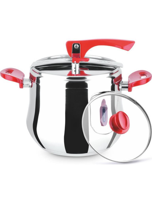 Lines Special 6 Lt Cam Kapaklı Düdüklü Tencere Kırmızı