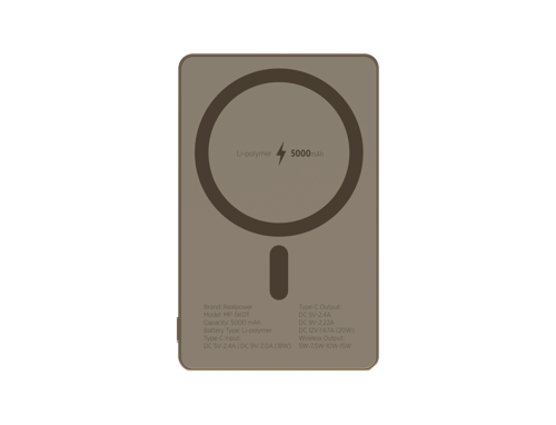 5000mAh R Mag Air Magsafe 20W hızlı manyetik wireless powerbank Çöl titanyum MP-5KDT