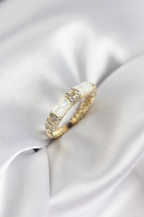 Zirkon Taşlı Kemik Model Gold Renk Kadın Yüzük - EBJ260214W39526