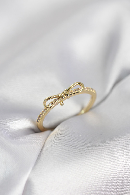 Fiyonk Model Zirkon Taşlı Gold Renk Kadın Yüzük - EBJ260214W39691