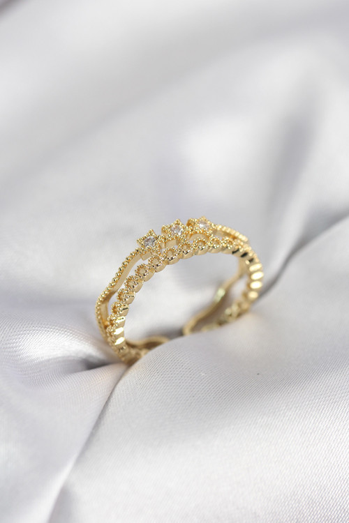 Gold Renk Minimal Yıldızlı Model Kadın Yüzük - EBJ260214W39711