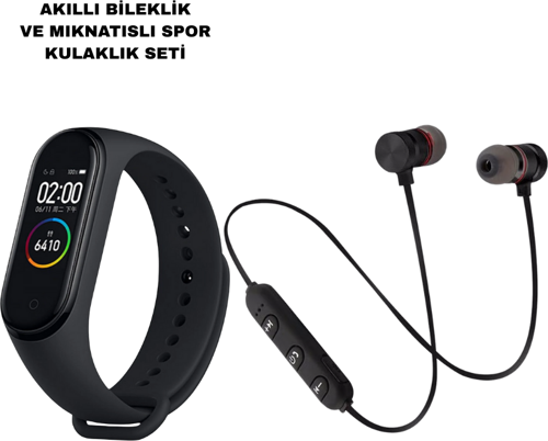 popüler M6 Akıllı Bileklik ve Bluetooth Spor Kulaklık 2’li Set 2026