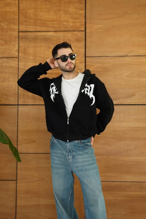 Kapüşonlu Sweatshirt Hoodie Siyah