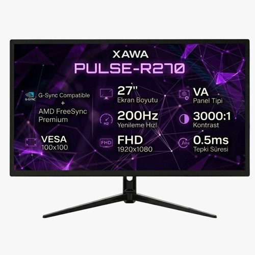 27" Pulse-R270 200Hz 0.5Ms DP+HDMI Gsync/Freesync FHD VA Oyuncu Monitör