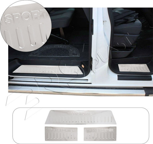 Volkswagen Transporter T5 Uyumlu 2003-2015 Krom İç Kapı Eşiği 3 Parça Paslanmaz Çelik