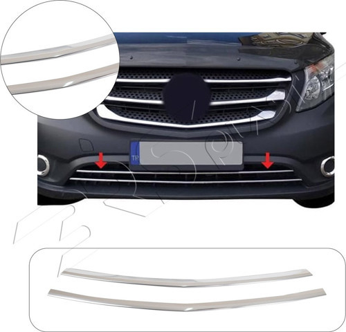 Mercedes Vito W447 Uyumlu Krom Ön Tampon Çıtası 2 Parça Paslanmaz Çelik