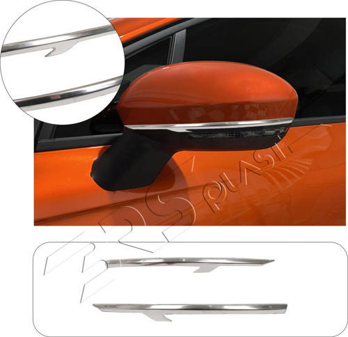 Renault Clio 5 Uyumlu 2019 Ve Üzeri Krom Ayna Kapağı Alt Çıtası 2 PArça Paslanmaz Çelik