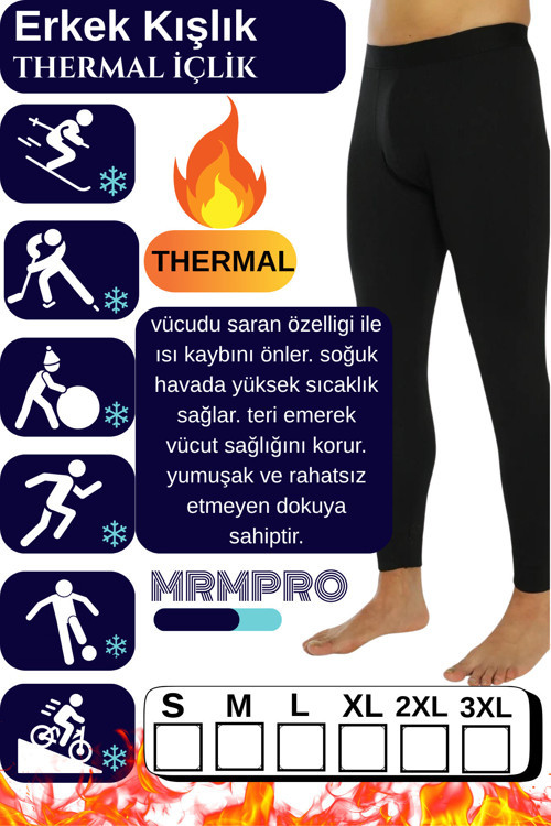 Erkek Siyah Termal İçlik – Peluş Polarlı Kışlık Sıcak Tutucu Ve Dayanıklı