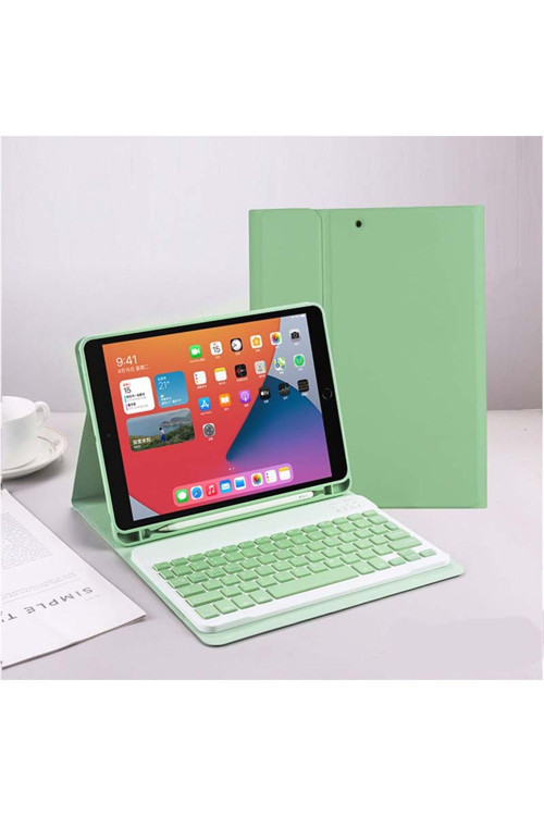 Ipad 8. ve 9. Nesil 2020 /2021 10.2 Inç Tablet Uyumlu Bluetooth Klavyeli Kılıf (Türkçe Klavye)