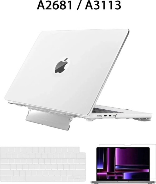 Macbook Air 13.6 M2-m3-m4 Çip 2022/2024/2025 A2681 A3113 A3240 Standlı Kılıf Klavye / Ekran Koruyucu