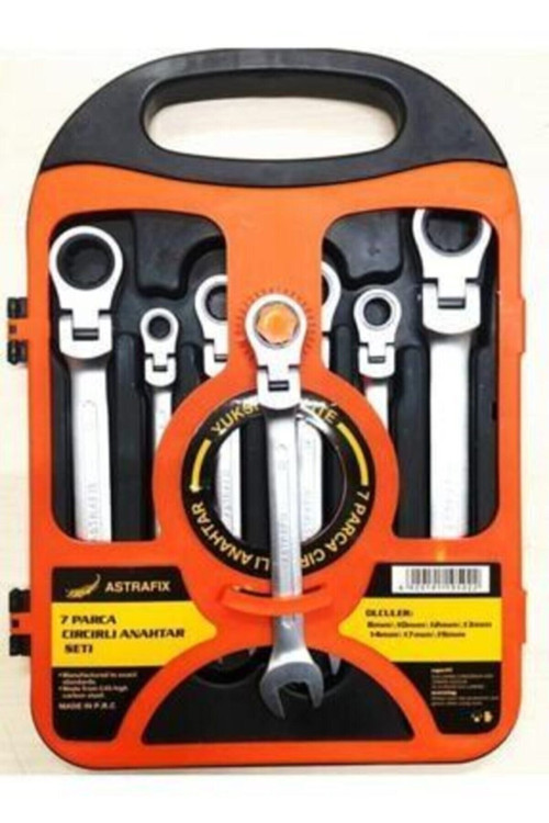 7 Parça Mafsallı Cırcır Anahtar Seti Cırcır Set 8-19 Mm