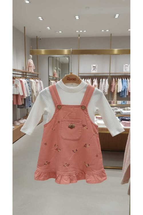 Bayramlık Yumuşak Keten %100 Pamuklu Badili Salopet Elbıse