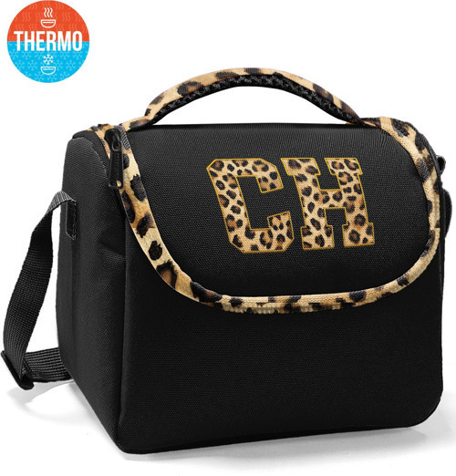 Kids Siyah Leopar CH Harf Desenli Thermo Beslenme Çantası 37128