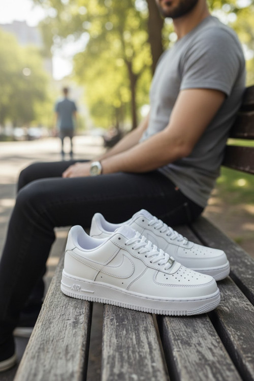 Beyaz Air Serisi Esintili Kalın Tabanlı Bağcıklı Günlük Erkek Sneaker Ayakkabı
