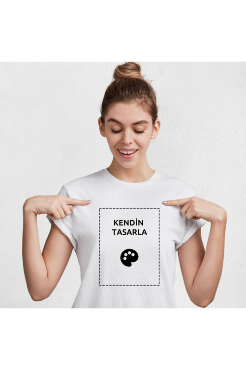 Sıfır Yaka Tişört Kişiye Özel Baskı Resim Baskılı T-Shirt