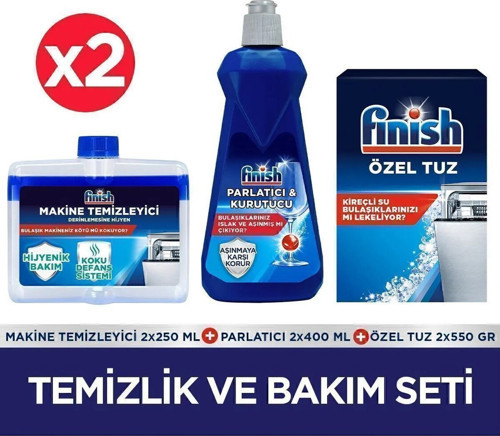 2 X Temizlik Ve Bakım Seti (Parlatıcı 400 Ml + Makine Temizleyici Sıvı 250 Ml + Tuz 550 G)