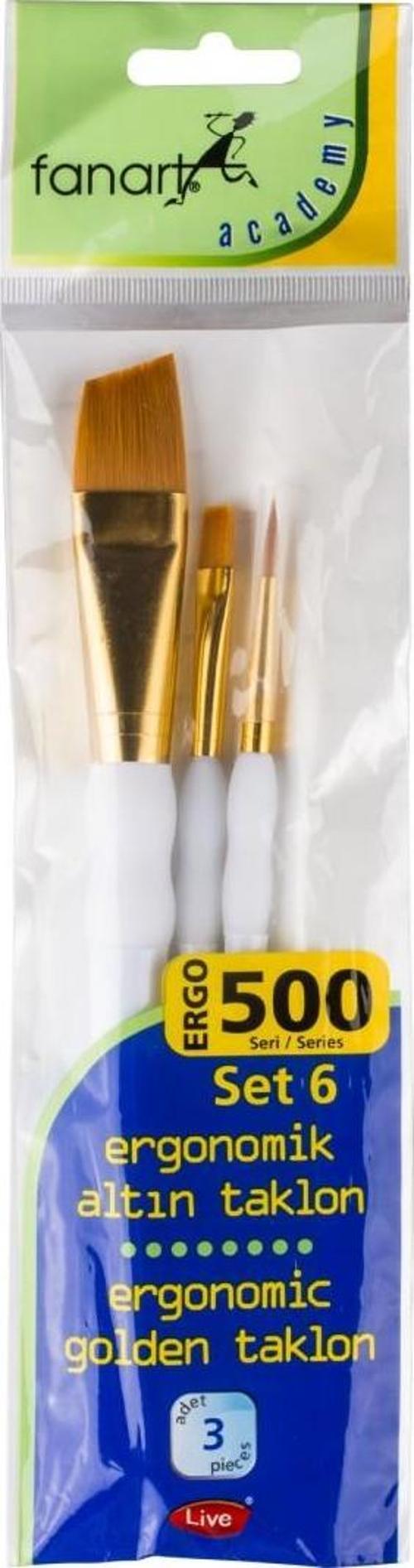 500 Serisi Ergonomik Altın 3'lü Fırça Seti - Set 6