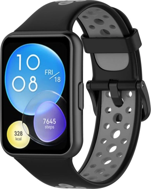 Huawei Watch Fit 2 Spor Delikli Kordon (saat Değildir) - Siyah-gri