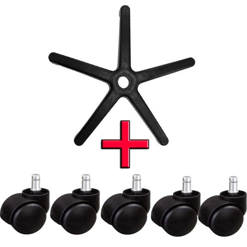 Ofis Koltuğu Yedek Parça Plastik Ayak 70'Lik+5'Li Tekerlek Seti