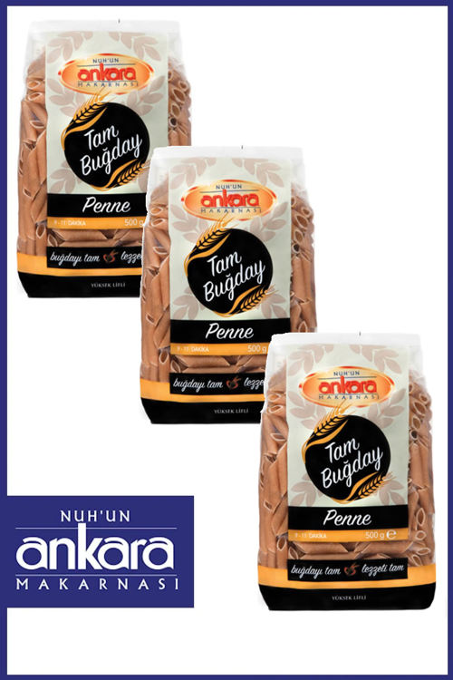 Tam Buğday Penne Makarna 500 gr x 3 Adet
